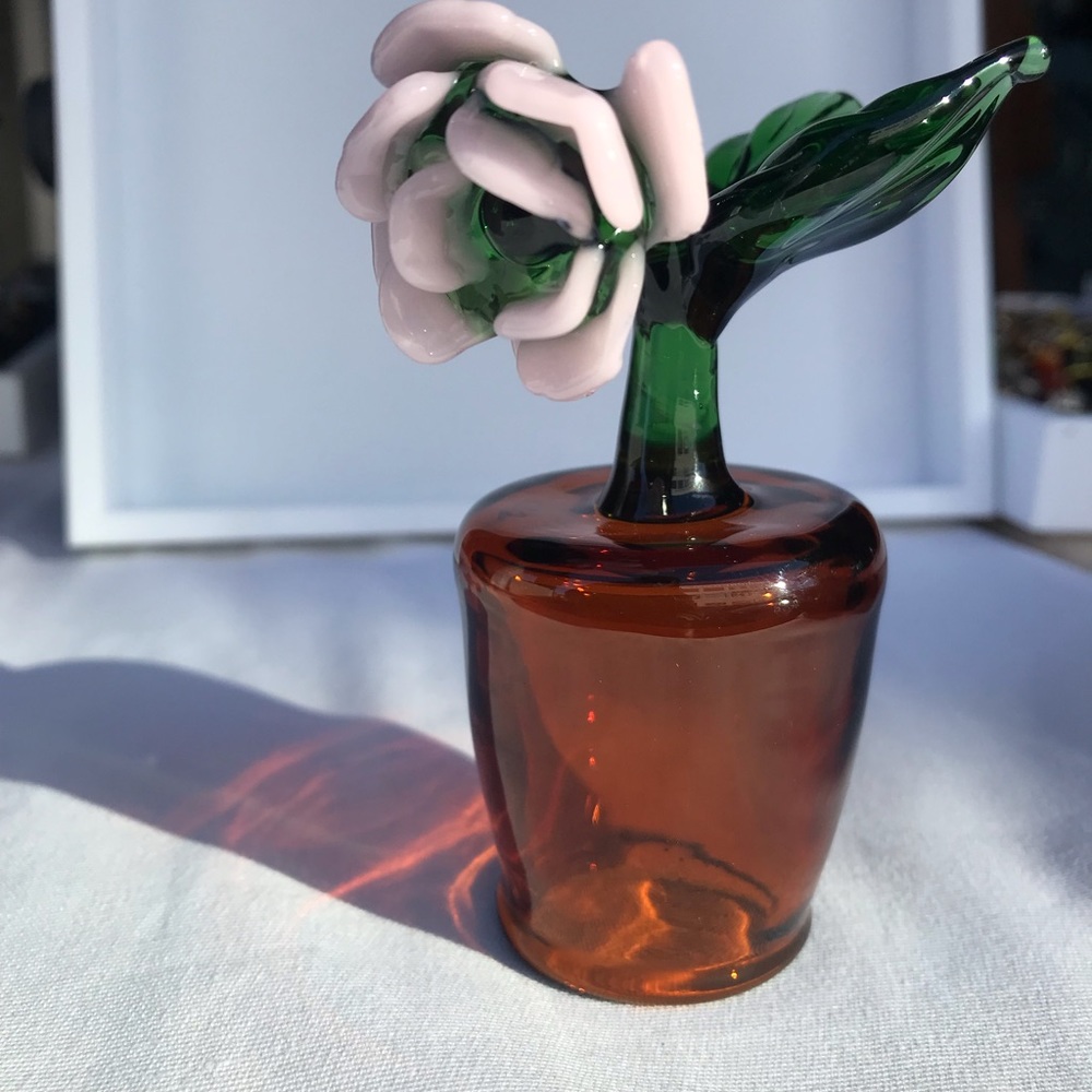 Glass shot - decorative pot - flower pot -white Flower pot (handmade)
